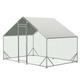 Large Metal Chicken Coop, Walk-in Chicken Run,Galvanized Wire Poultry Chicken Hen Pen Cage