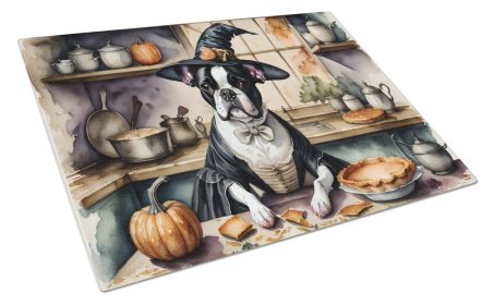 NEW Boston Terrier Fall Kitchen Pumpkins Glass Cutting Board Decorative Tempered Glass Kitchen Cutting and Serving Board Large Size Chopping Board