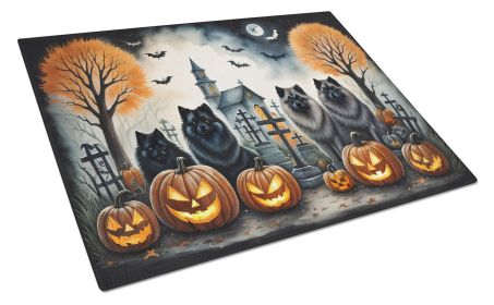 NEW Keeshond Spooky Halloween Glass Cutting Board Decorative Tempered Glass Kitchen Cutting and Serving Board Large Size Chopping Board