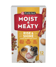 Purina Moist & Meaty Dry Dog Food, High Protein Real Bacon & Egg, 12 oz Pouches (6 Pack)