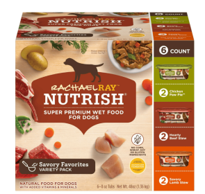 Rachael Ray Nutrish Savory Favorites Variety Pack Wet Dog Food, 8 oz. Tubs, 6 Count