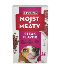 Purina Moist & Meaty Dry Dog Food, High Protein Steak Flavor with Real Beef, 12 oz Pouches (6 Pack)