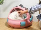 Space Capsule Pet Cat Carrier Bag, Kitten & Puppies Home Dome Box, Travel Bags Breathable Mesh Dogs Cage Outdoor