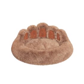 Cute Dog Bed Bear Paw Shape Pet Bed - Dog Beds & Furniture for Small and Medium Dogs, Cat Beds for Indoor Cats (Color: Khaki, size: S-60cm/24inch)